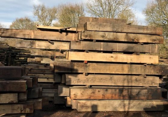 Oak beams in the outside being air dried