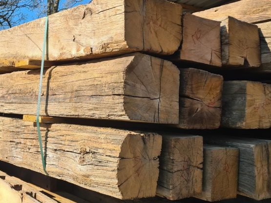 Oak beams in the outside being air dried