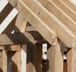 Close look of an air dried oak porch