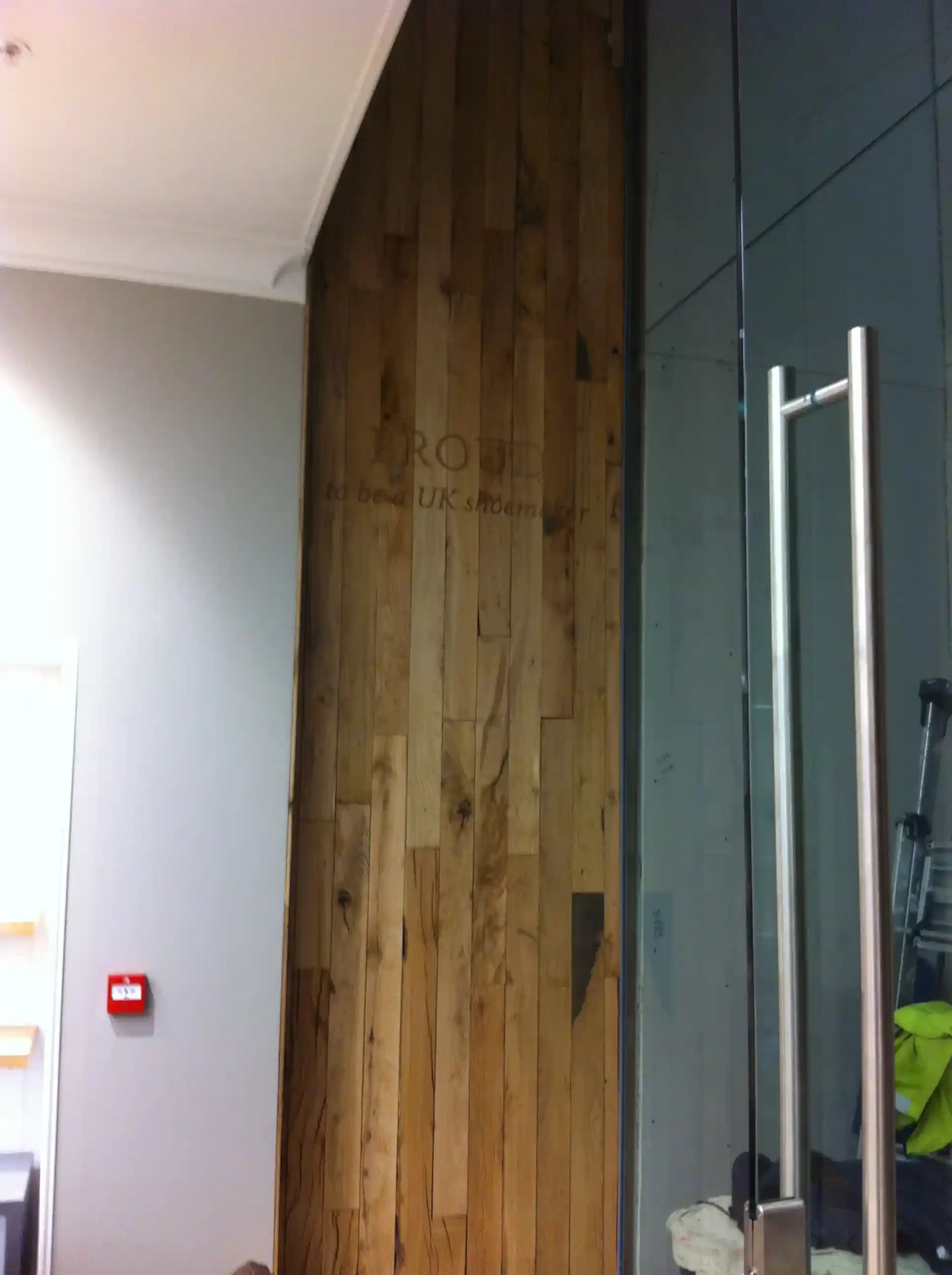 Air dried oak cladding used for shop fit