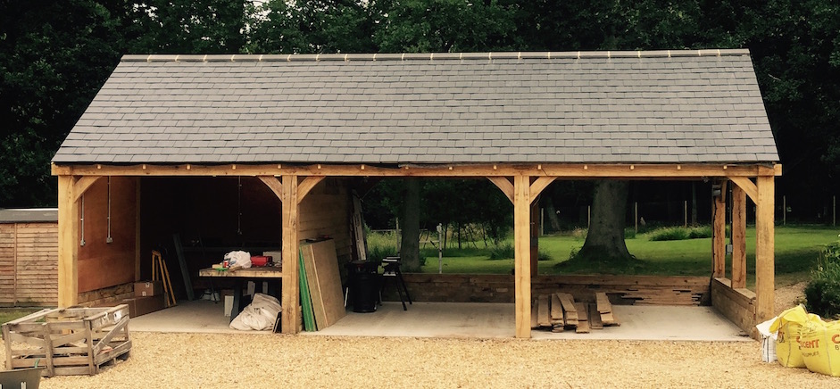 3 Bay Car Port using Seasoned Air Dried Oak Beams