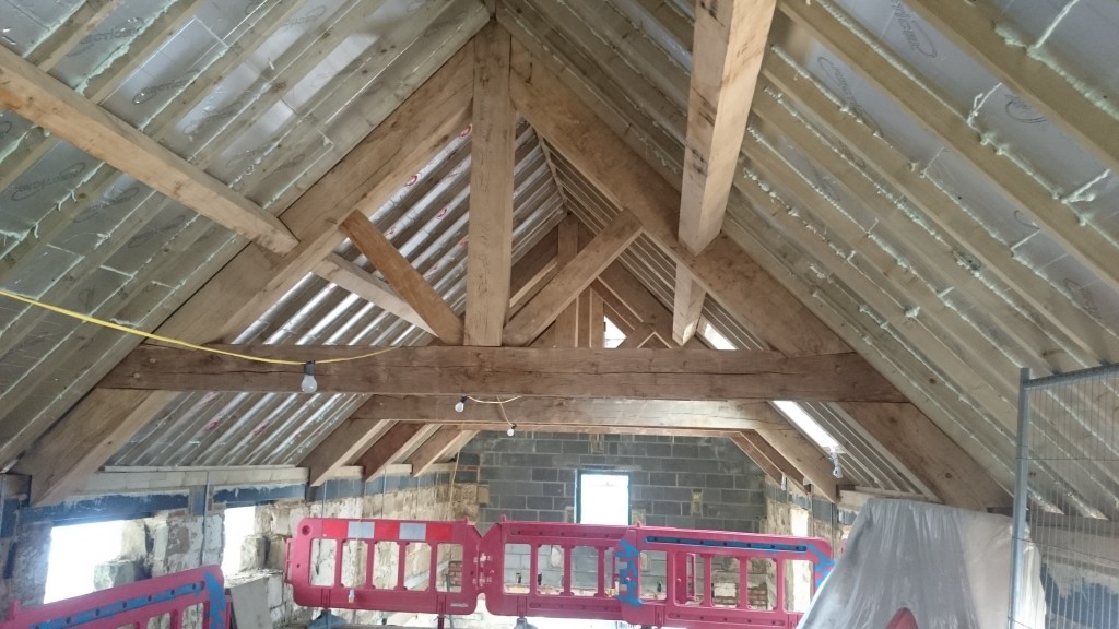 Large raised collar oak trusses.