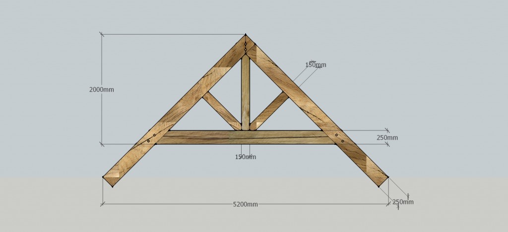 Raised collar oak truss 3D design.