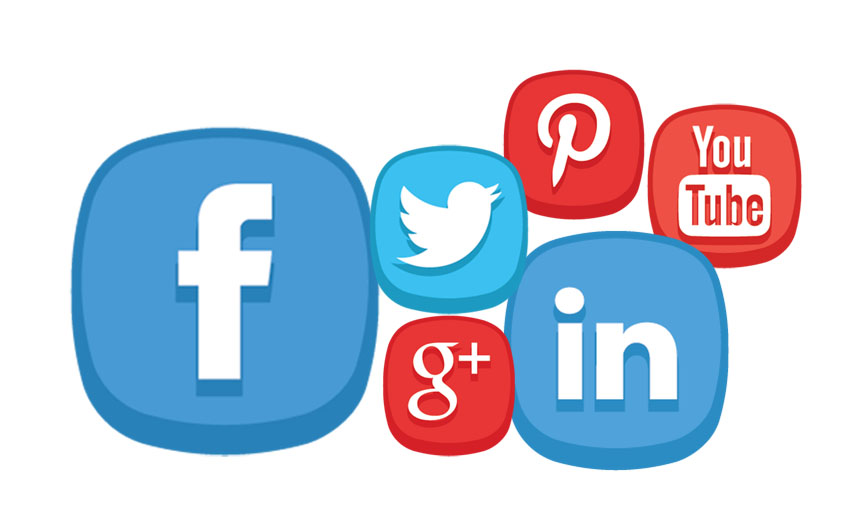 Social media logos. Facebook, Twitter, LinkedIn, Pinterest, Youtube and Google +