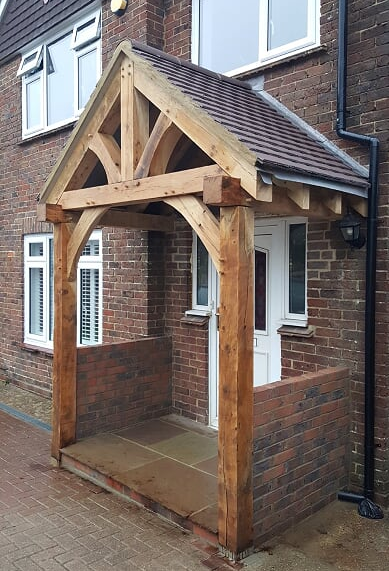 Oak framed porch in the outside