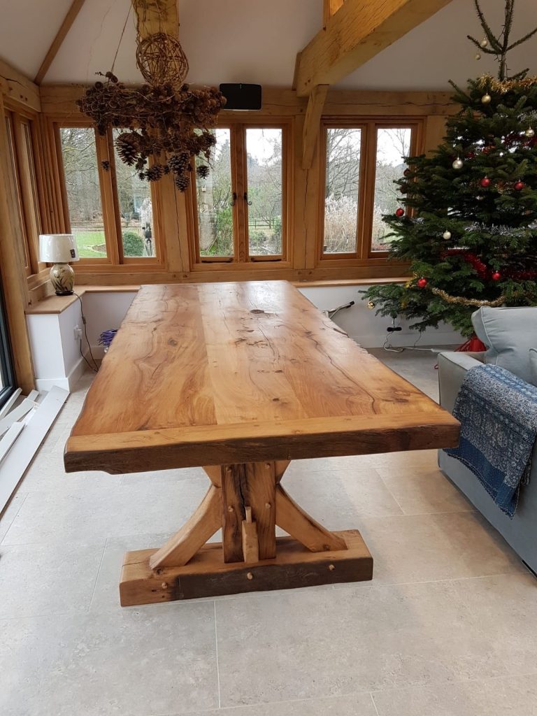 solid oak dining table