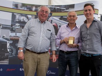 David and James Cottingham with the Traditional Oak Family Spirit Trophy Motor Racing Legends