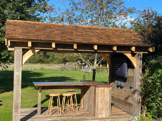 Garden bar with stools