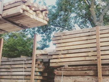 Oak beams being delivered.
