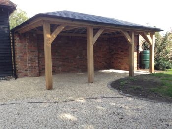 Finished oak car port