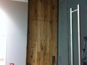 Air dried oak cladding used for shop fit