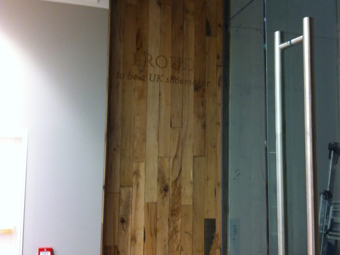 Air dried oak cladding used for shop fit