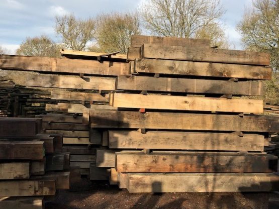 Oak beams in the outside being air dried