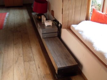 Low Oak Beam Bench Table.
