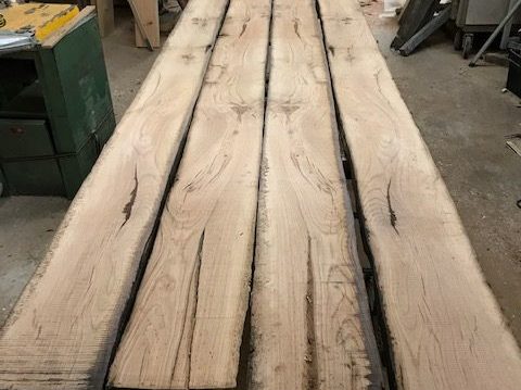 Oak floorboards in a workshop