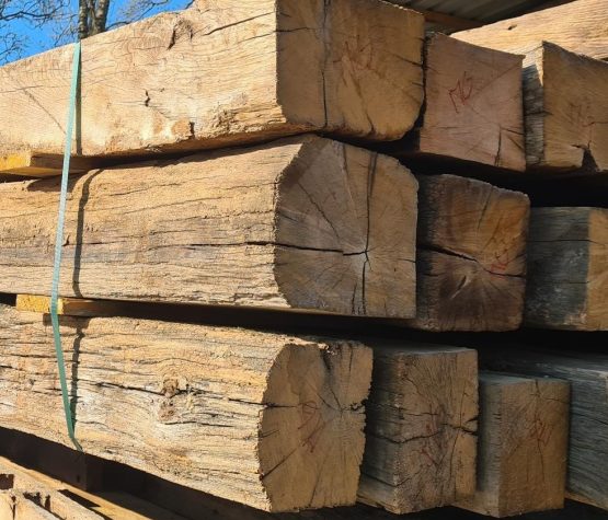 Oak beams in the outside being air dried