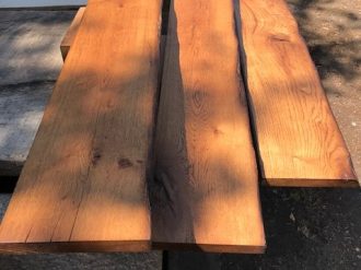 Different sizes of oak shelves in the outside