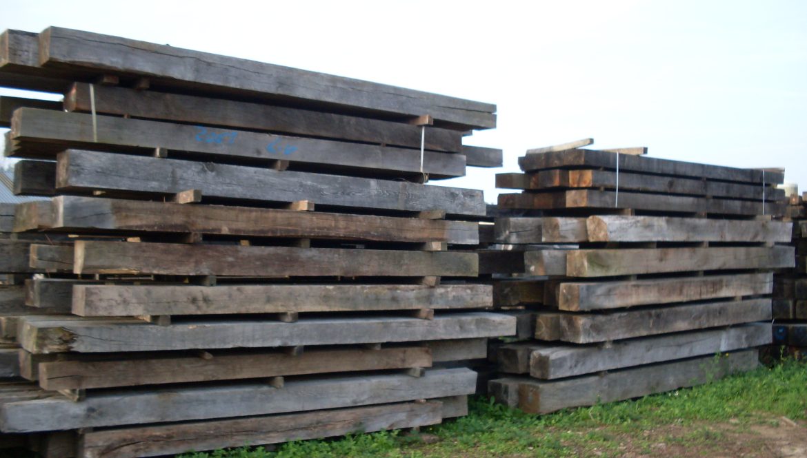 Oak beams in the outside being air dried