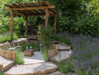 Lavender Garden with oak steps