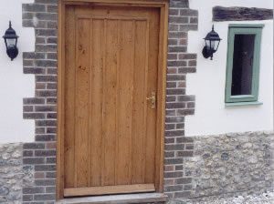 A pristine solid oak front door